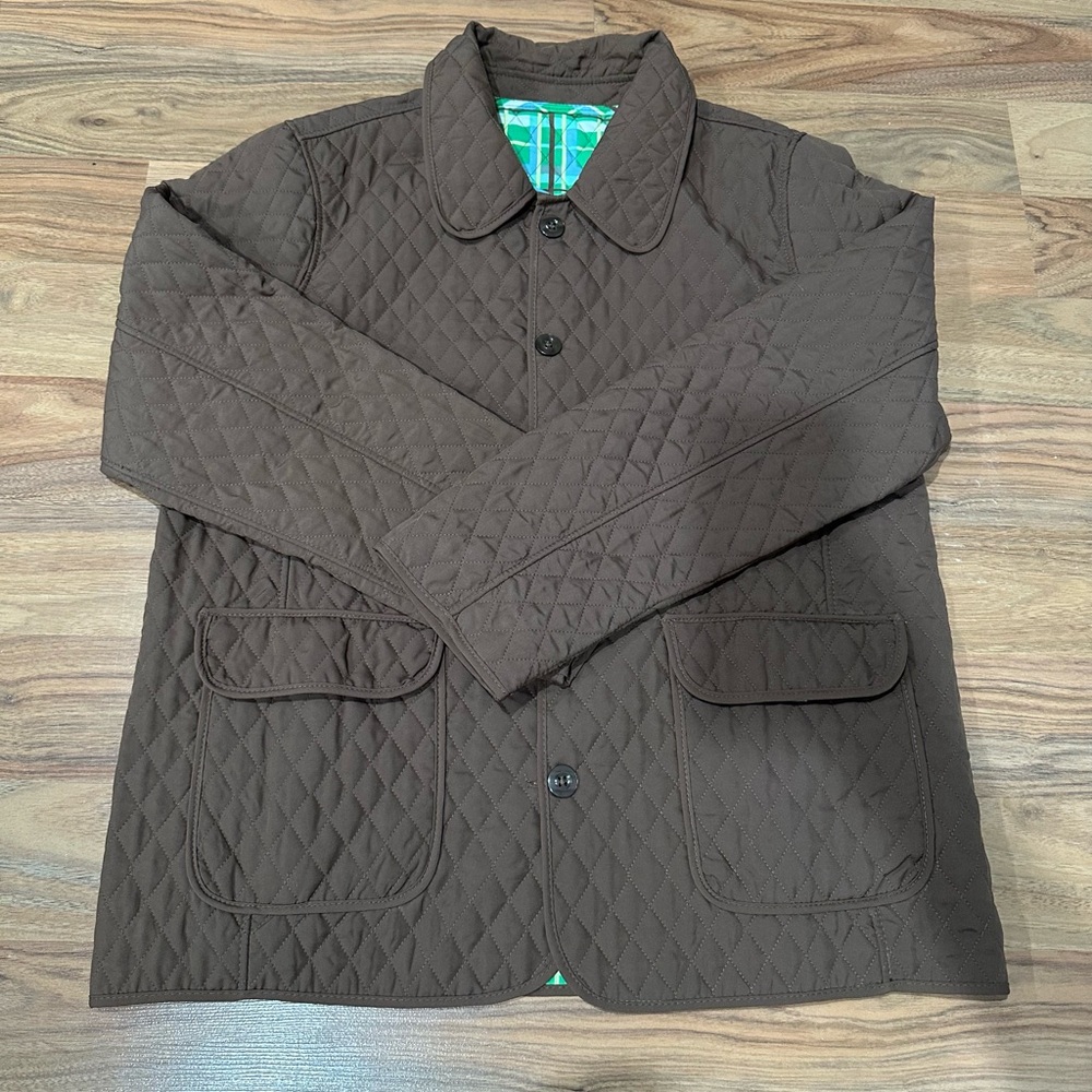 Cervelle Vintage Green Plaid & Brown Reversible Quilted Jacket Women’s Size L